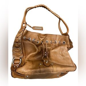 Kenneth Cole Light Brown Leather Drawstring Bag